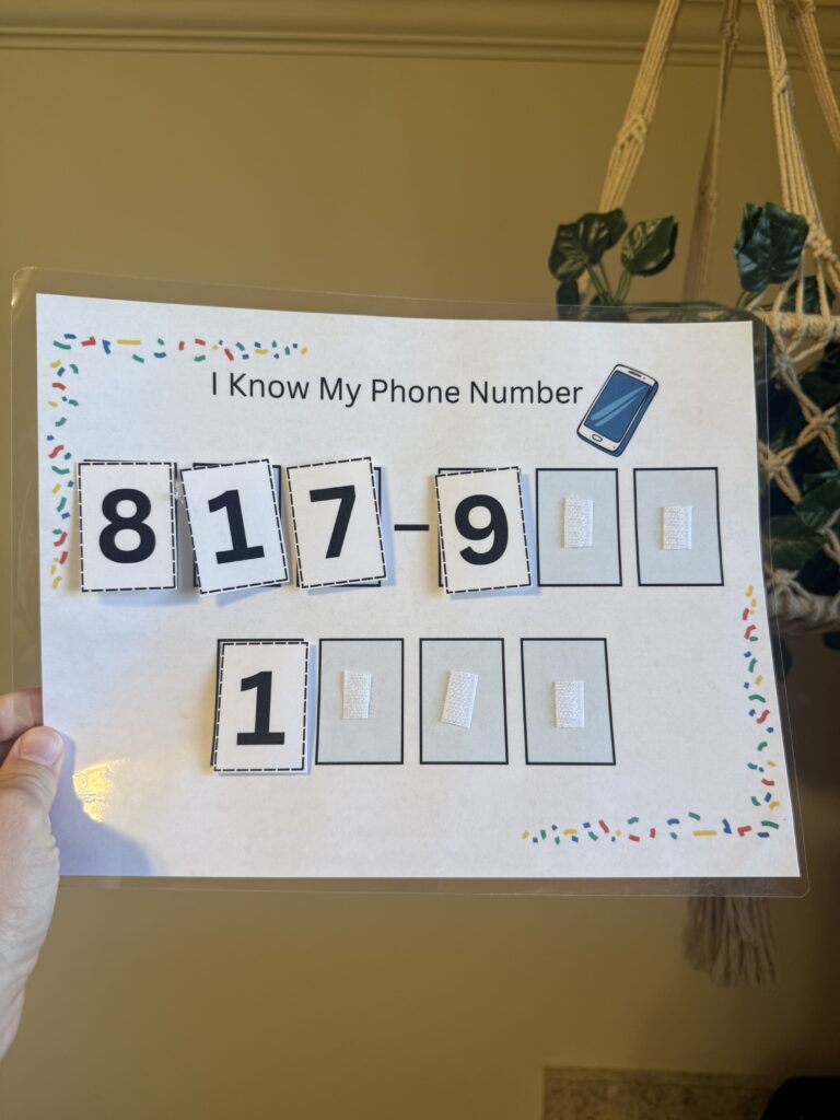 Phone Number Matching & Memorization Activity